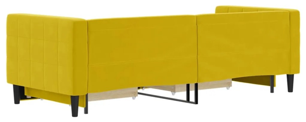 sárga kihúzható bársony heverő fiókkal 80 x 200 cm