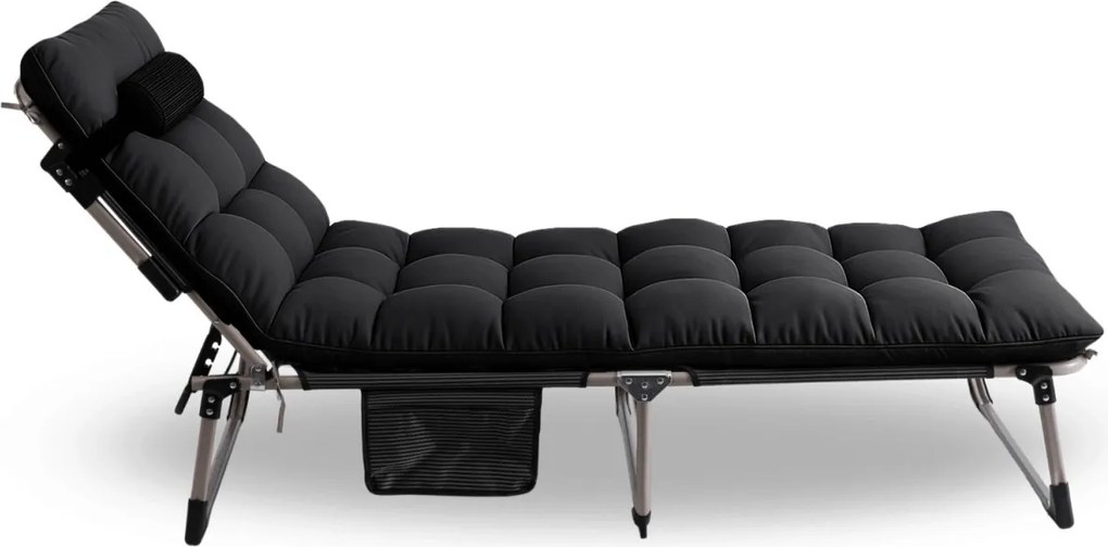 Leżak Ogrodowy Łóżko Polowe VENUS Czarne