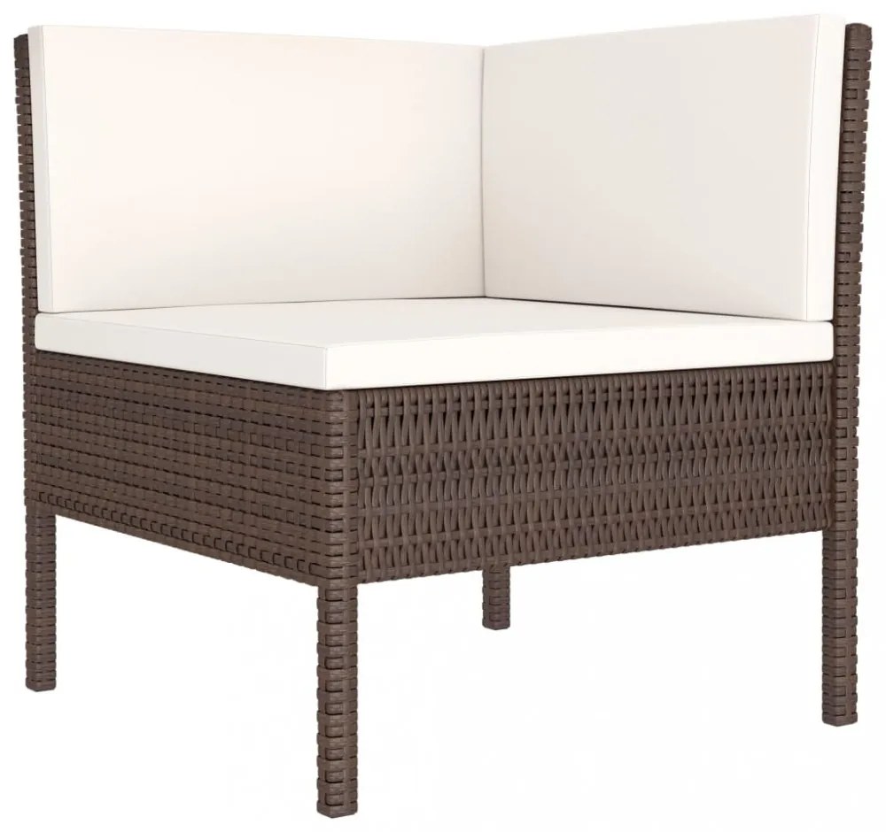 2 részes barna polyrattan kerti bútorszett párnákkal