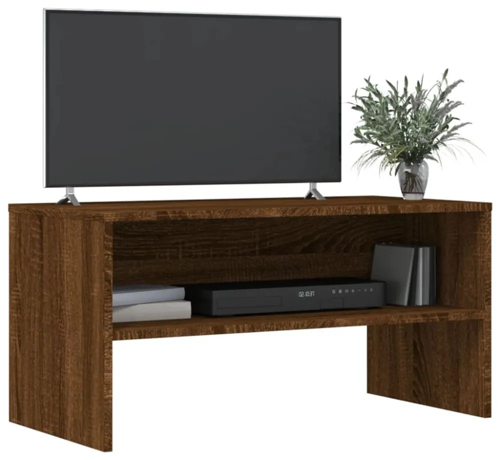 barna tölgy színű szerelt fa TV-szekrény 80 x 40 x 40 cm