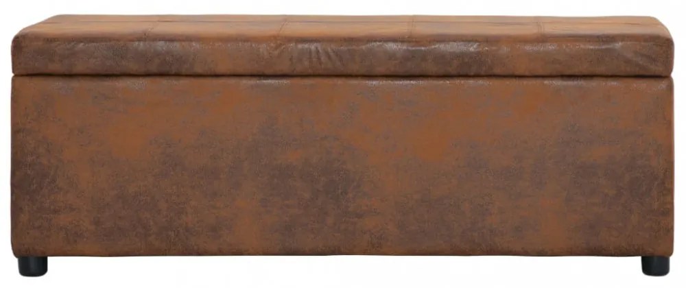 barna művelúr pad tárolórekesszel 116 cm