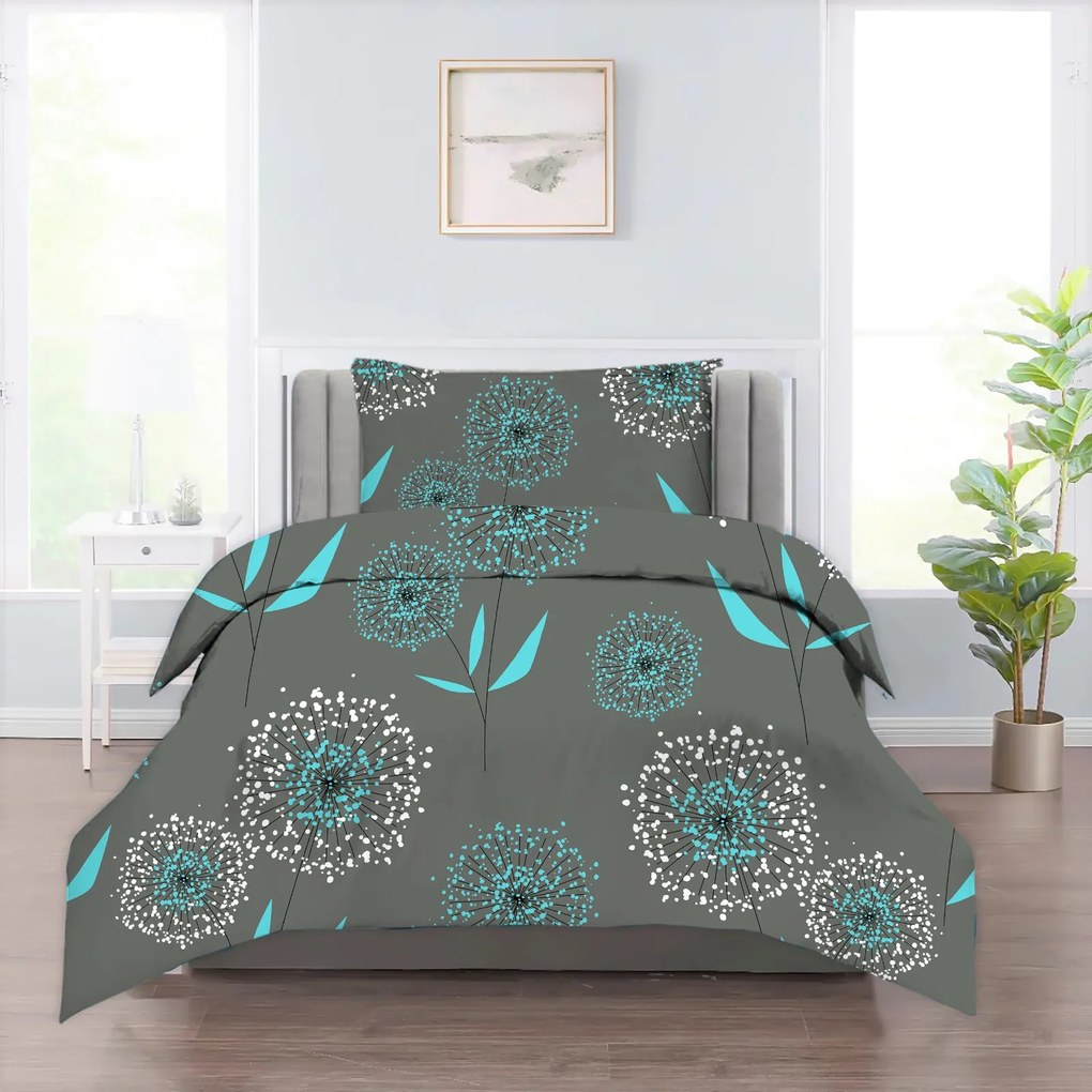 Pitypang türkiz pamut ágynemű DeLuxe 140x200cm