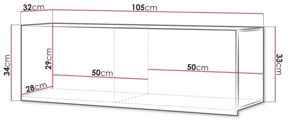 Faliszekrény CALABRINI 34x105 cm fekete