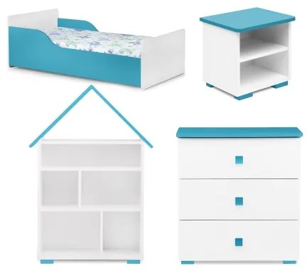 Szekrény PABIS 87x83 cm fehér/kék