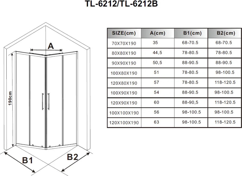 Stuxi Nizza 80x80 cm szögletes két tolóajtós zuhanykabin 6 mm vízlepergető biztonsági üveggel, króm elemekkel, 190 cm magas, zuhanytálcával és szifonnal