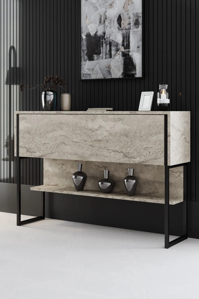 Komód Luxe - Travertine, Black