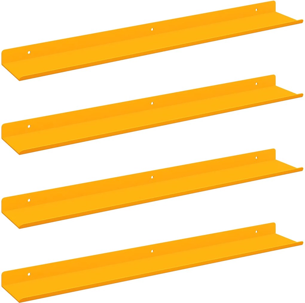 vidaXL Lebegő polc 4 pcs Mustár sárga 60 x 9 x 2,5 cm Acél