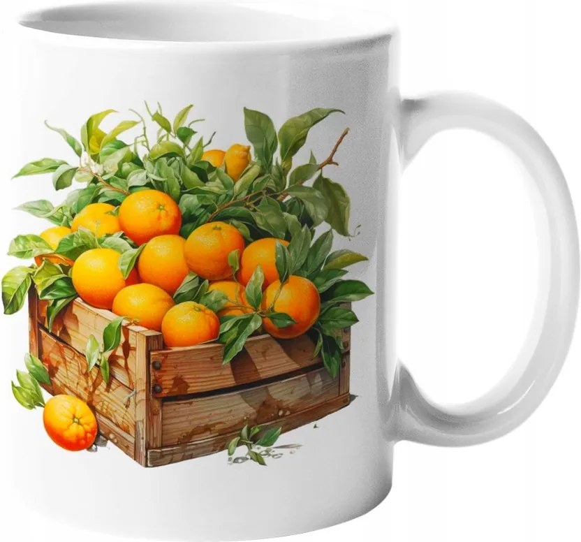 Látványos Bögre Zamatos Szicíliai Narancs Kerámia Ládában 330ml.