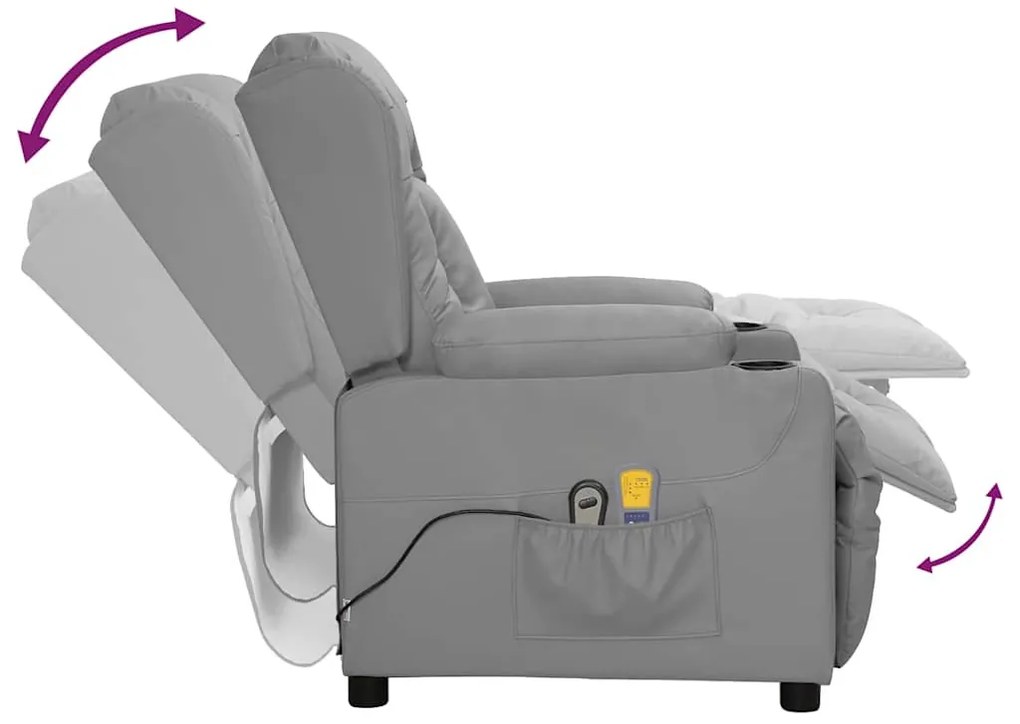 szürke műbőr elektromos masszázsfotel