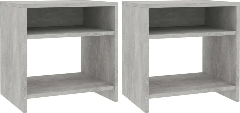vidaXL 2 db betonszürke szerelt fa éjjeliszekrény 40 x 30 x 40 cm