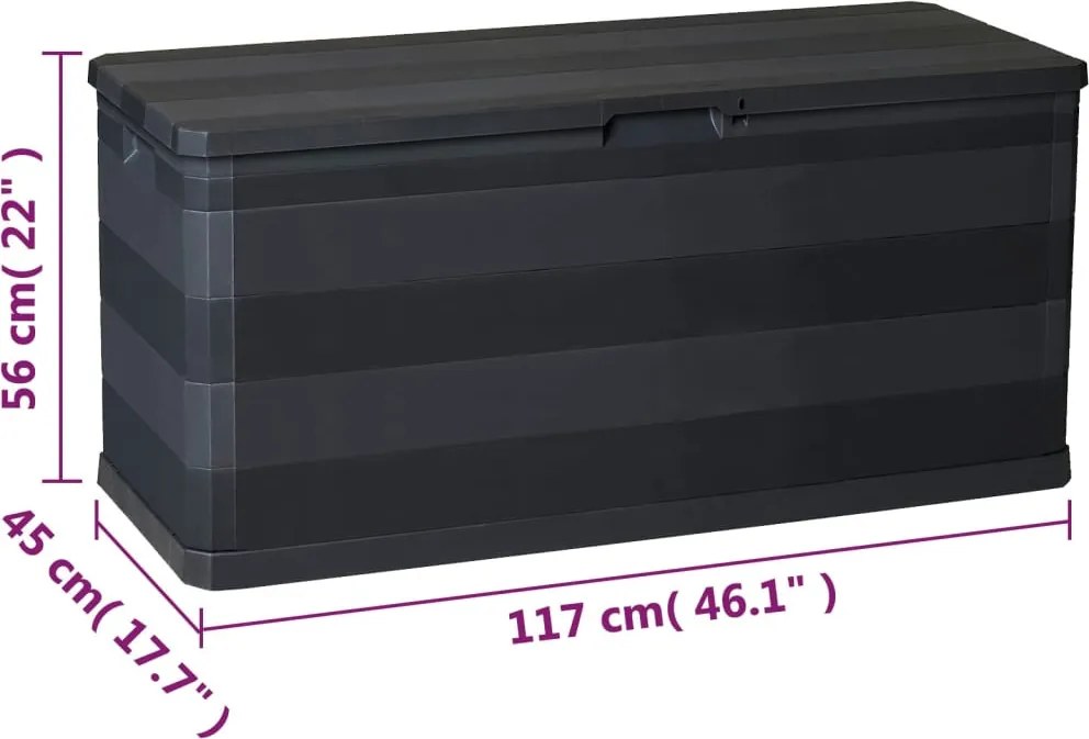 Fekete Kerti Tárolóláda 117 X 45 X 56 Cm