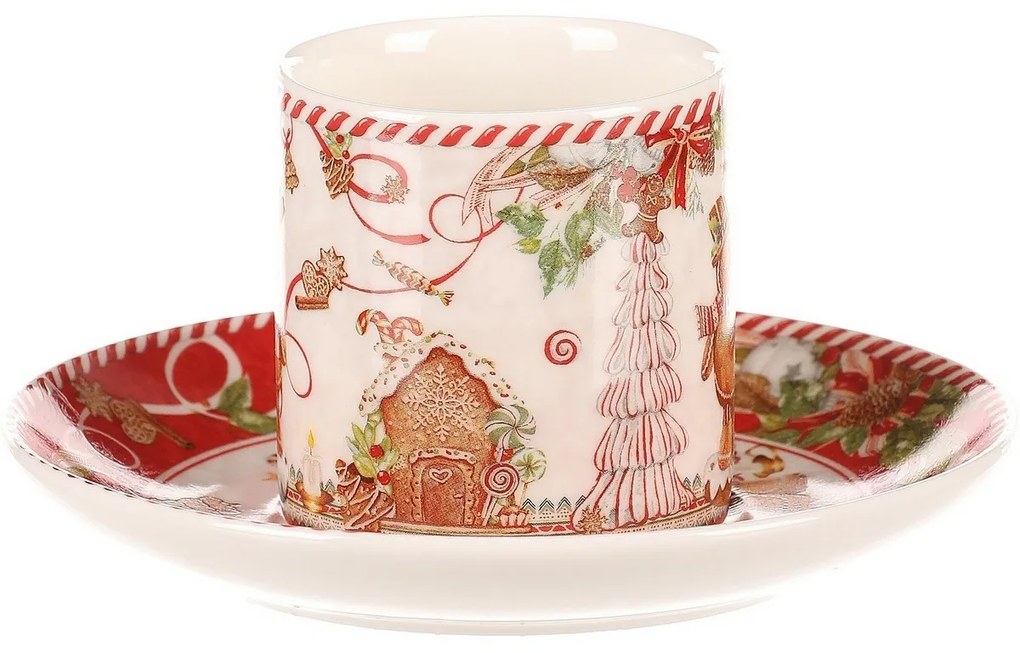 Mézeskalács ajándék szett 2 karácsonyi csésze csészealjjal 180 ml
