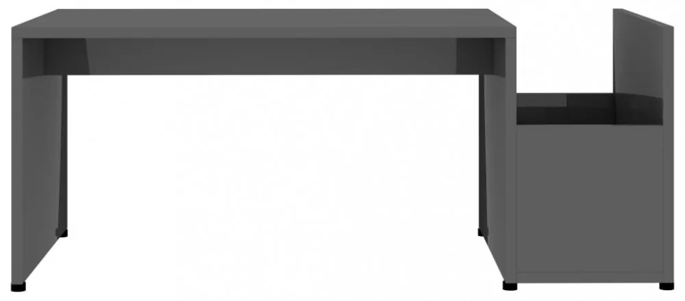 magasfényű szürke szerelt fa dohányzóasztal 90 x 45 x 35 cm