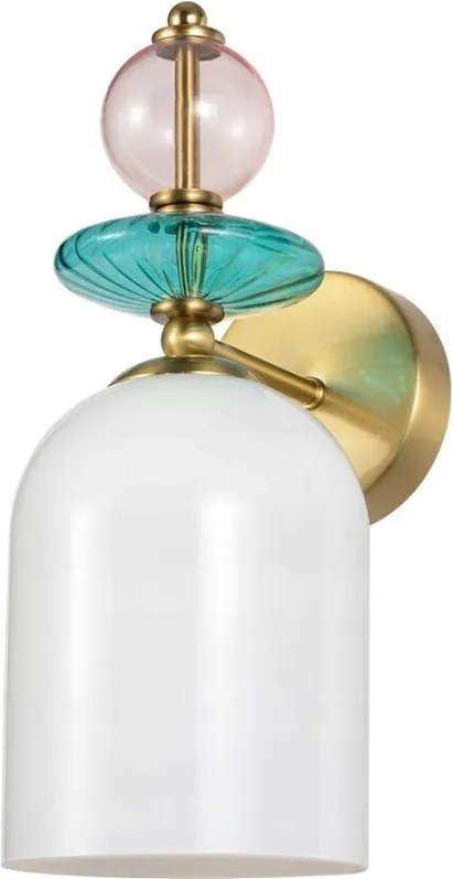 Szokatlan ipari fali lámpa Tropea üveg kék rózsaszín és fehér arany