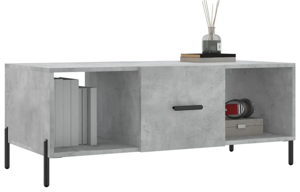 Betonszürke szerelt fa dohányzóasztal 102 x 50 x 40 cm