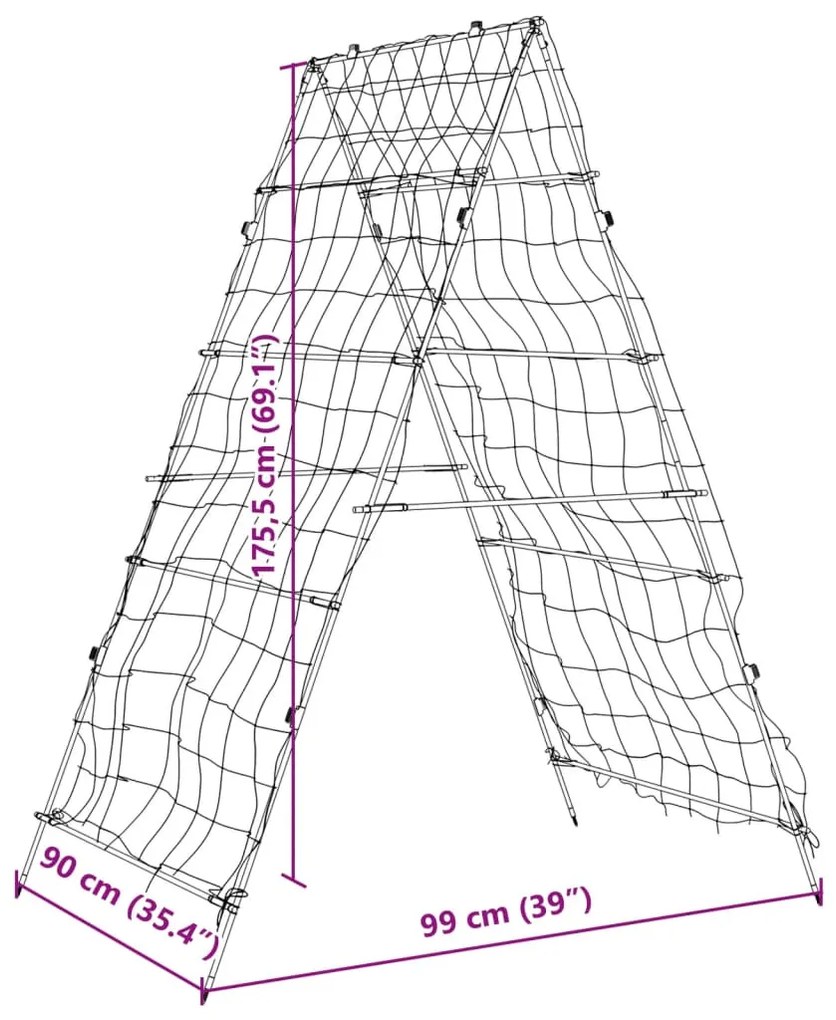 acél A-alakú kerti rács kúszónövényekhez 99 x 90 x 175,5 cm