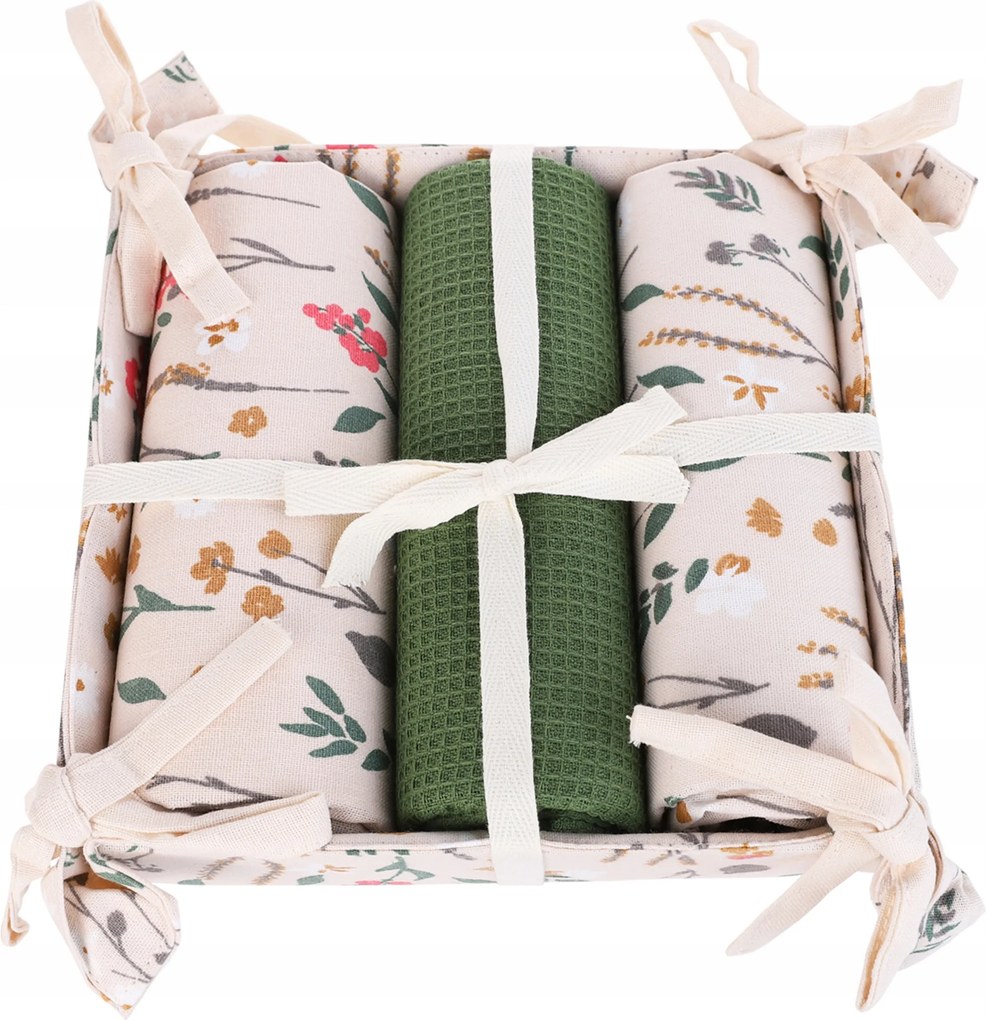 Konyhai Törölköző szett törlőkendő kosárban 3 db-os Ajándék Moraj