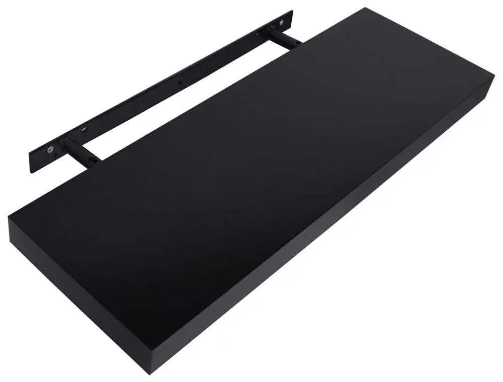 2 darab fekete lebegő fali polc 60 x 20 x 3,8 cm