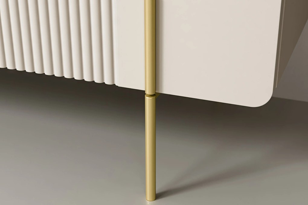 Malmi komód 200 cm - kasmír / crema bianca / arany lábak