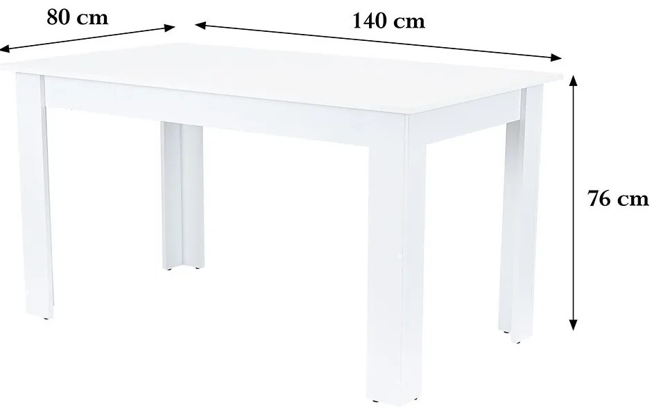 Yorki Standard étkezőasztal 140x80 cm fehér