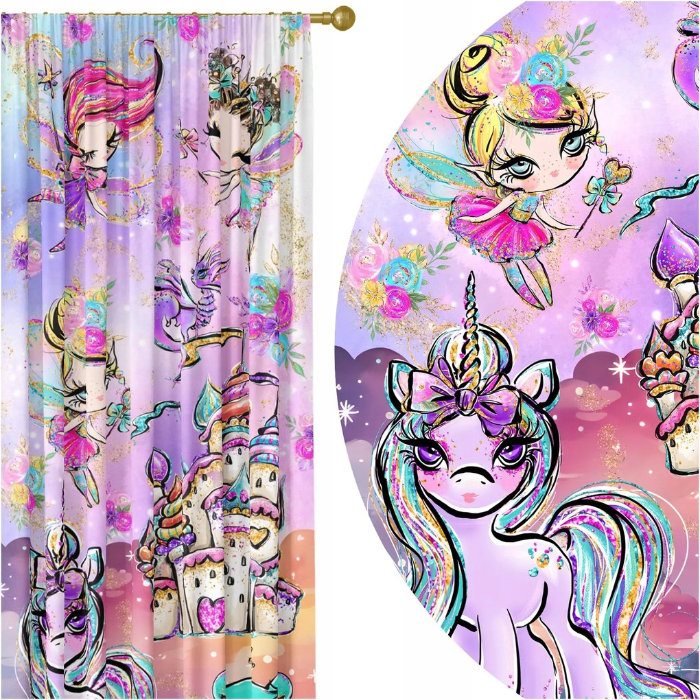 Kész Függöny Béka Szalag 140X250 Tündér Függöny Unikornis Mese 190