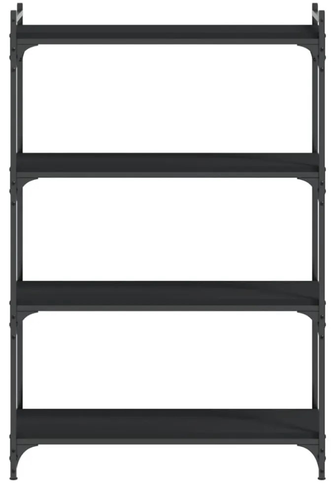 4 szintes fekete szerelt fa könyvespolc 80 x 30 x 120 cm