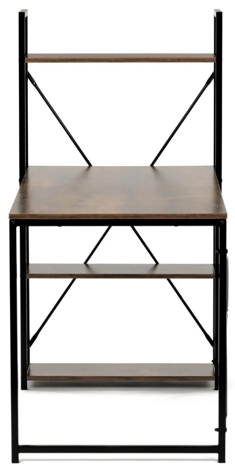 Birou cu raft, MDF, decor lemn vechi, metal negru