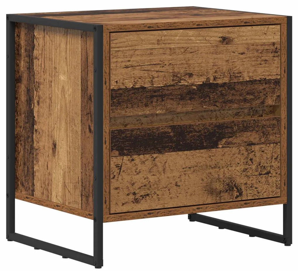 vidaXL Éjjeli asztal fiókkal Öreg fa 50 x 39.5 x 50 cm Faanyag