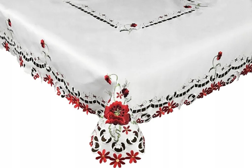 Abrosz Asztalra 130x170 Fehér Dekoratív Virágok