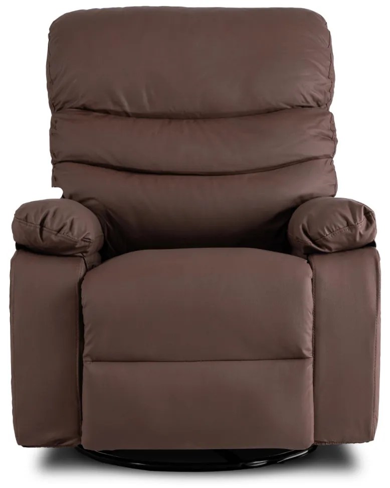 Fotel Rozkładany Masujący BRUCE z Funkcją Kołyski Brązowy Ekoskóra
