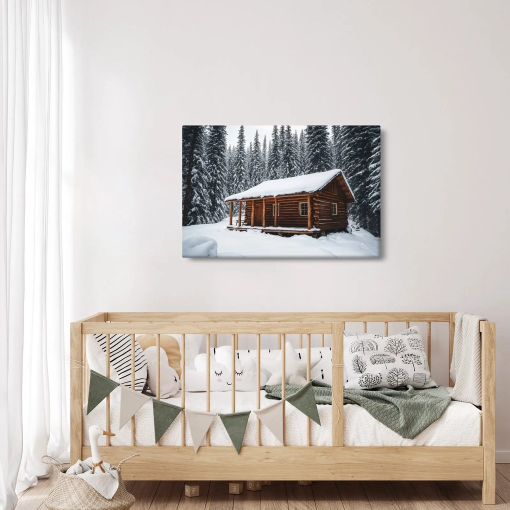 Kép - Hóval borított kunyhó (90x60 cm)