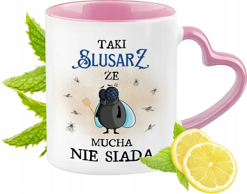 Lakatos bögre Rózsaszín, szív alakú füllel Kávé ajándék