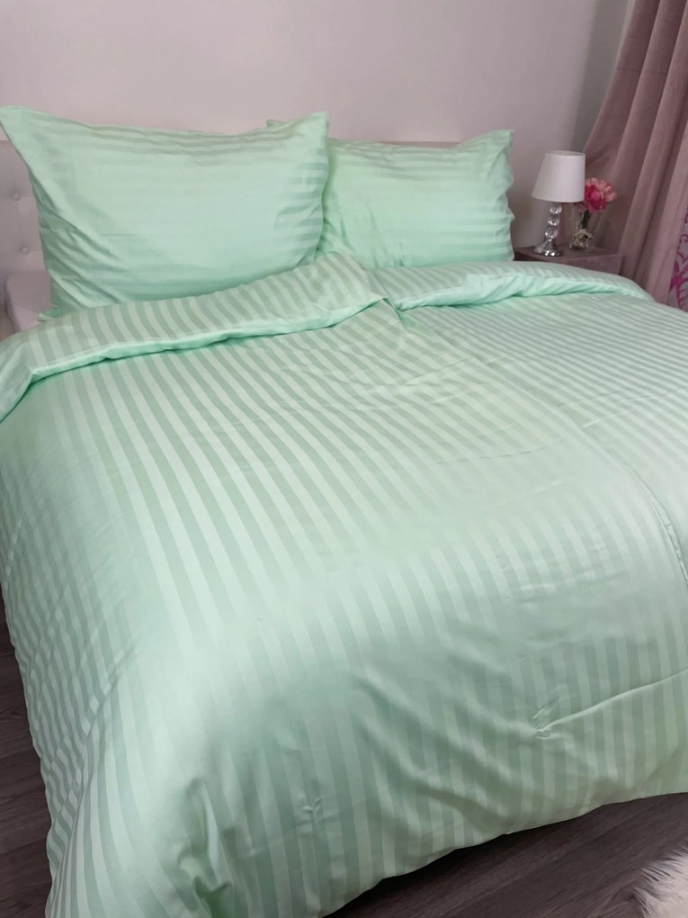 Damaszt zöld lepedők TiaHome - 1x Párna 90x70cm, 1x Paplan 140x200cm