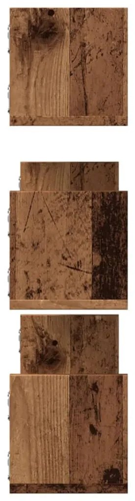 3 db antik fa színű szerelt fa fali polc 80 x 18 x 18 cm