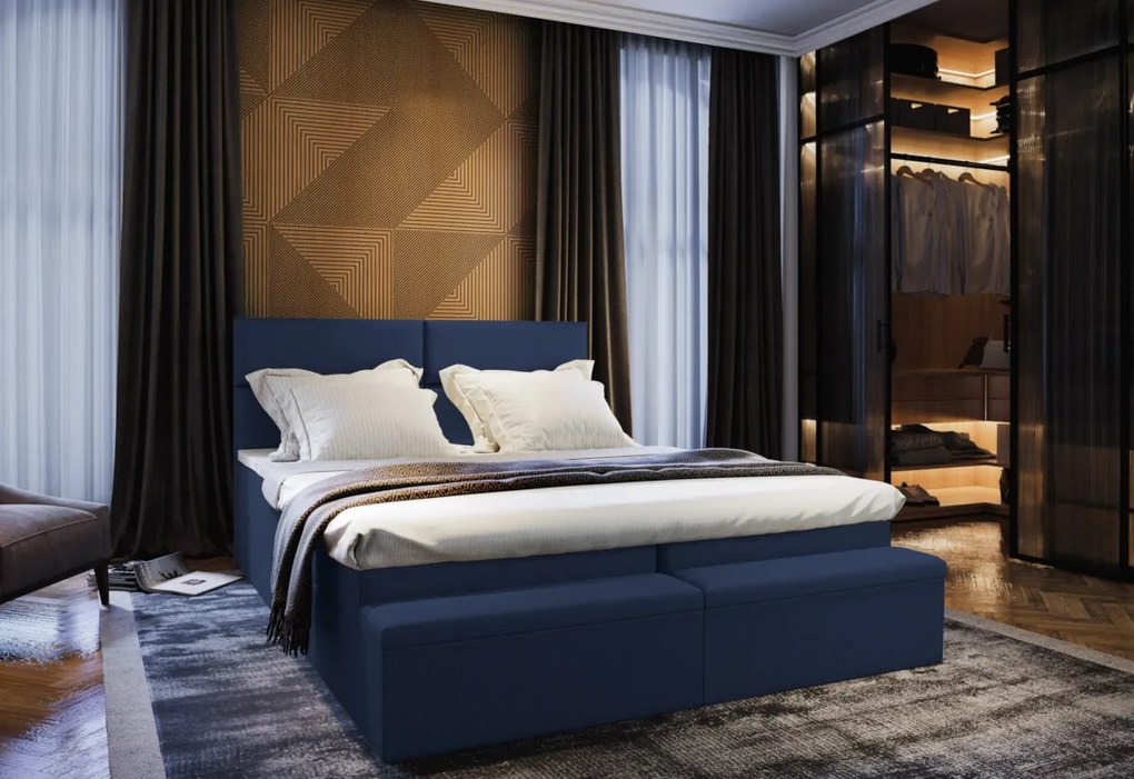 MELISA kárpitozott boxspring ágy, 140x200, sawana 80 + topper