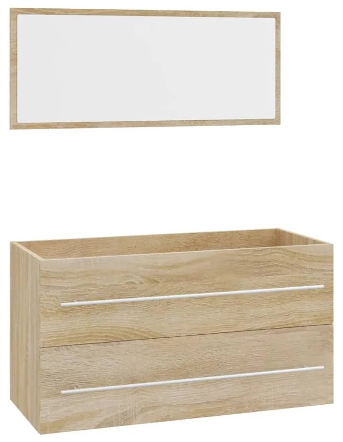 3 részes sonoma tölgy színű fürdőszobai bútorgarnitúra