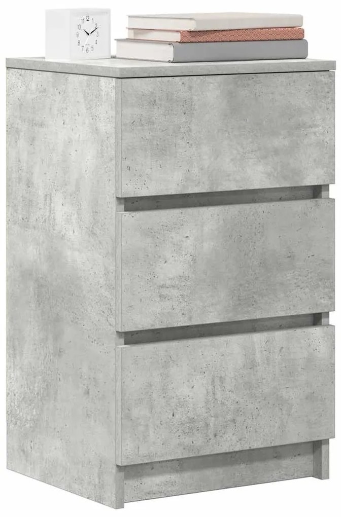 2 db betonszürke éjjeliszekrények 3 fiókkal 39x35x65 cm