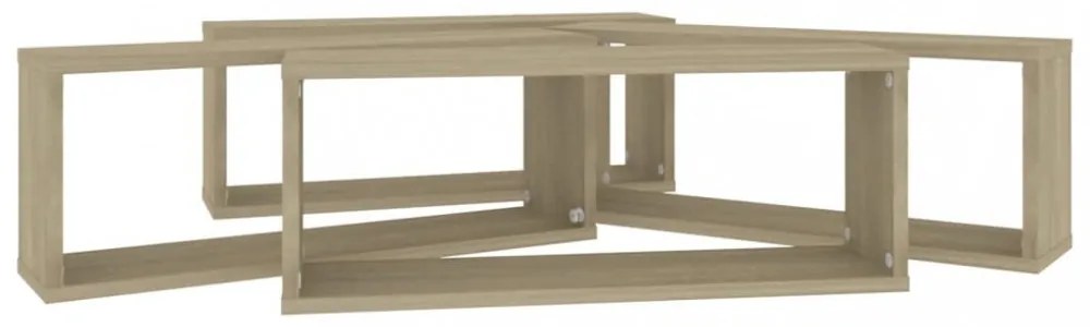 4 db sonoma tölgy szerelt fa négyszögű fali polc 60x15x23cm