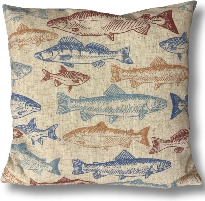 Párnahuzat Tengerész Halak bézs boho dekoratív 45x45cm