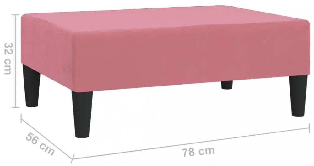 rózsaszín bársony lábzsámoly 78 x 56 x 32 cm