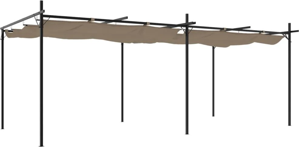 vidaXL tópszínű pergola behúzható tetővel 589 x 292 x 230 cm