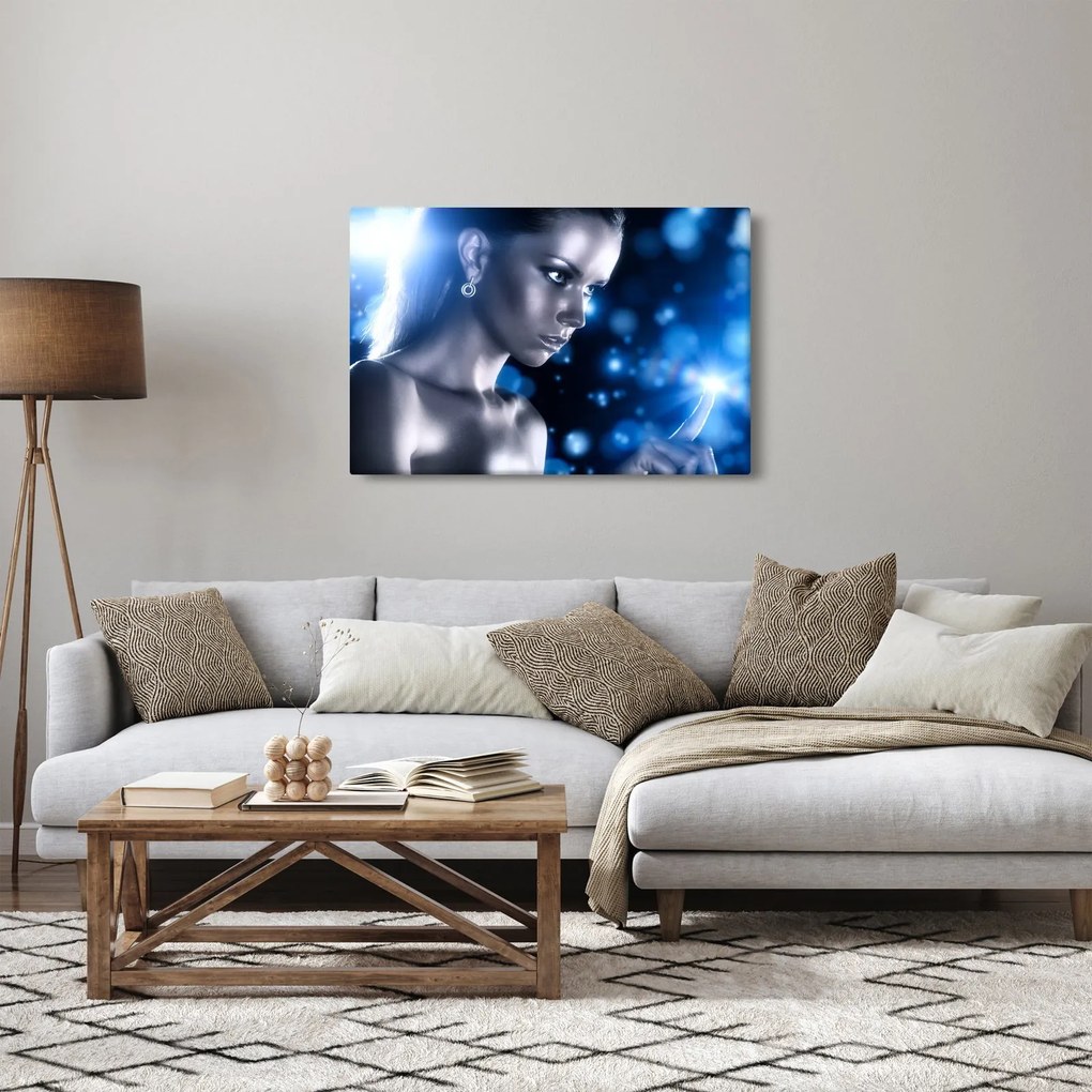 Kék csillogású nő képe (90x60 cm)