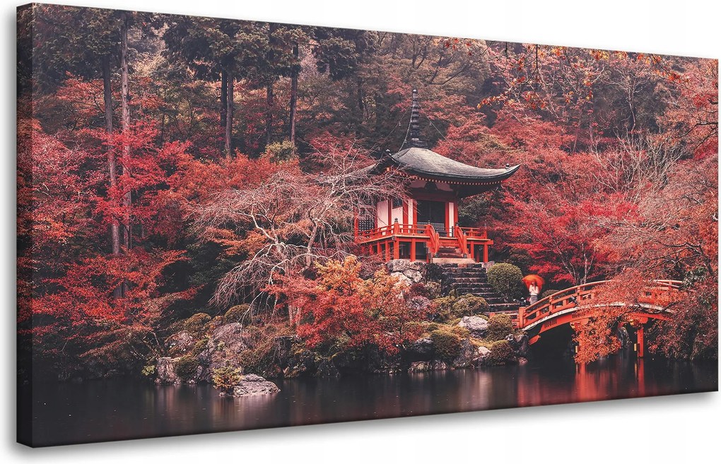 Vászonkép Fák Színes Japán Stílus Nyugalom 80x40 cm