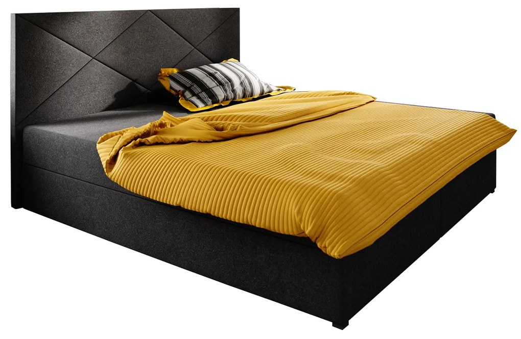 Franciaágy  Boxspring 160 cm Fade 4 (fekete) (matraccal és tárolóhellyel). 1046521