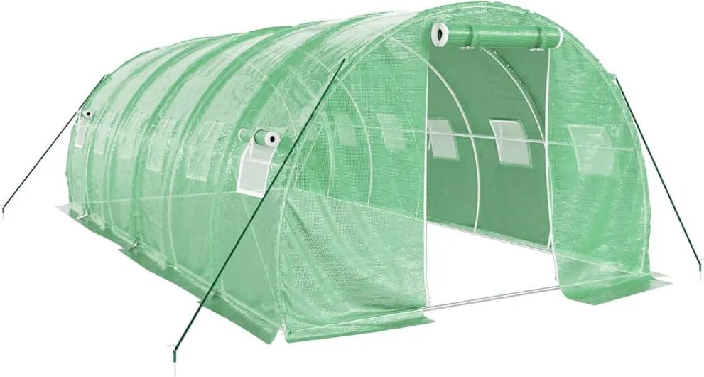 vidaXL zöld acélvázas melegház 18 m² 6 x 3 x 2 m