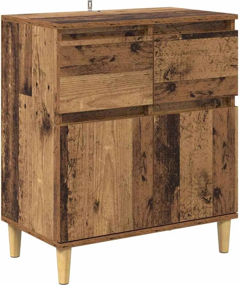vidaXL Széf fiókkal Öreg fa 60 x 35 x 70 cm Faanyag