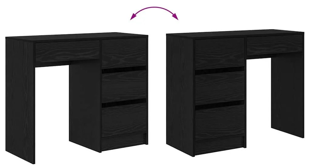 Asztal fiókkal polcokkal Musta tammi 90 x 37,5 x 75 cm Faanyag