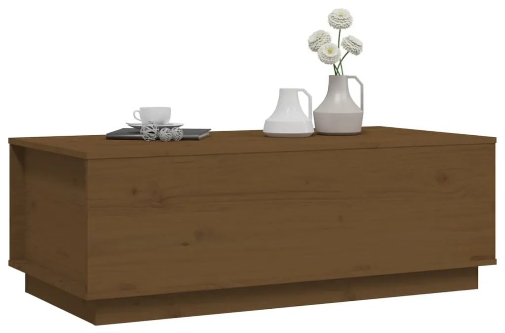 Mézbarna tömör fenyőfa dohányzóasztal 100 x 50 x 35 cm