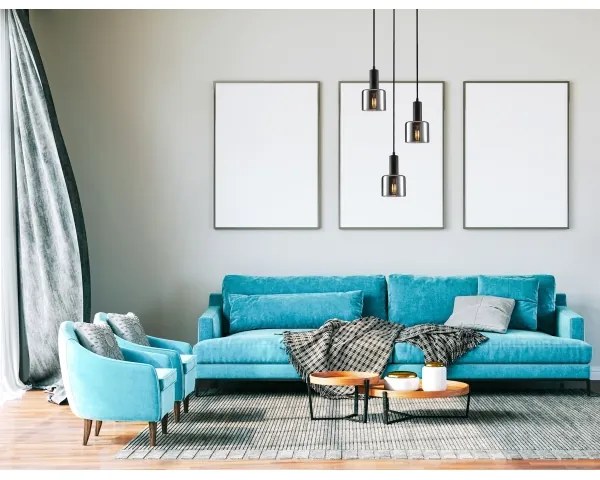 ITALUX PND-65342-3-BK+SG - Csillár zsinóron SANTIA 3xE27/40W/230V fekete