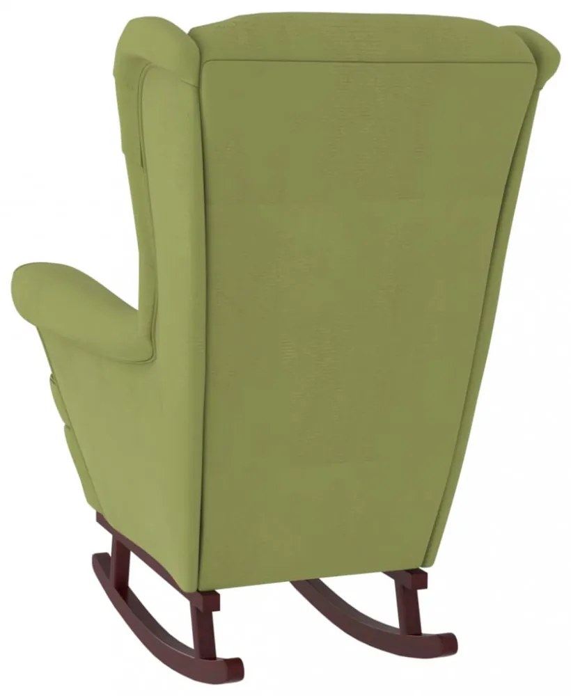 hintaszék, világoszöld bársony és tömörfa háttámlával